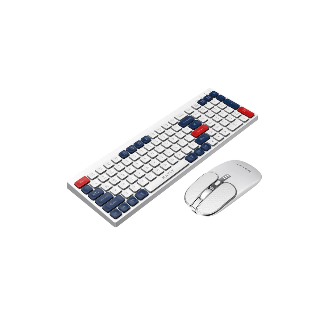 Havit HV-KB830WB White 2.4GHz Wireless + Bluetooth 105 Keys Keyboard and Mouse Combo