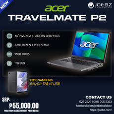 Acer Travelmate P2 14 TMP214-43-R35K |Ryzen 7 Pro 7735U | 16GB DDR5 | 1TB SSD | FREE GALAXY TAB!