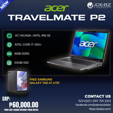 Acer Travelmate P2 14 TMP214-56-75PS Business Laptop |14" WUXGA IPS|Intel Core 7 150U| 16GB RAM| 512GB SSD |Windows 11 Pro | FREE GALAXY TAB