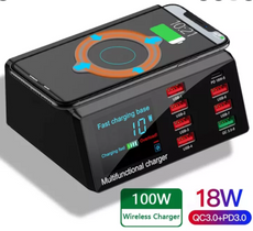 Multi-function Fast Charger PD + QC3.0 + Smart Wireless Charge 100W