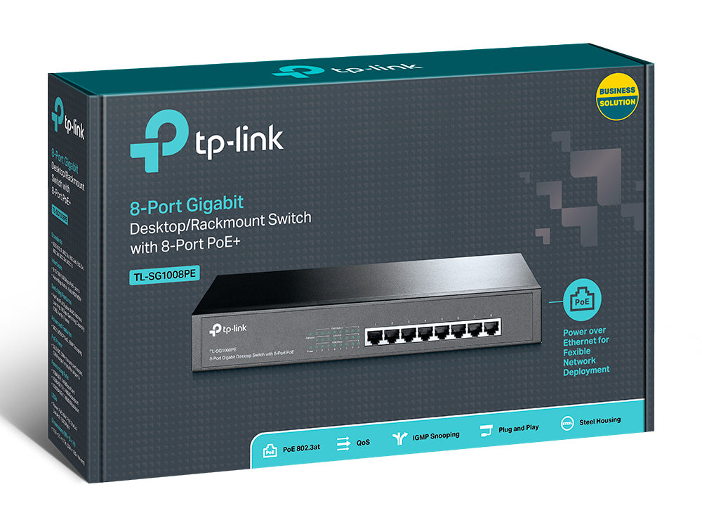 TP-Link TL-SG1008PE8-Port Gigabit Desktop/Rackmount Switch with 8-Port PoE+
